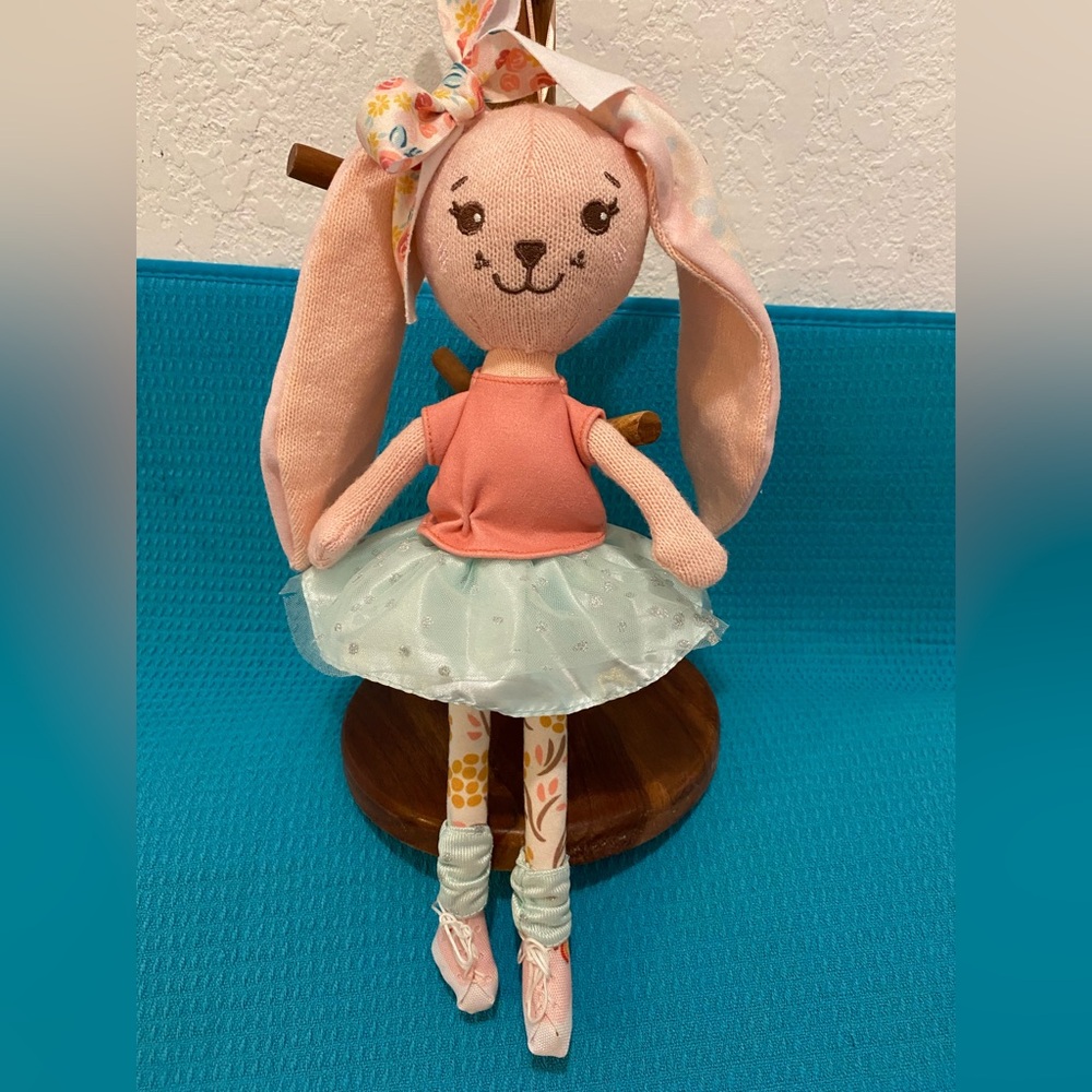 HOPSCOTCH LANE “Harley Bunny Stuffed Plush” 12” Pink Dress Long Legs/Ears NEW